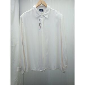 VTG southern lady , embroidered long sleeve blouse with shoulder pads size 12